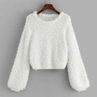 Shein Lantern Sleeve Solid Sweater