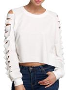 Shein White Cutout Long Sleeve T-shirt
