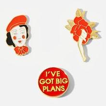 Shein Figure & Letter Brooch Set 3pcs