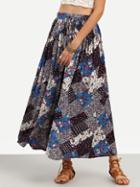 Shein Multicolor Print Boho Tie Waist Skirt