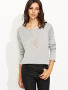 Shein Grey Drop Shoulder High Low T-shirt
