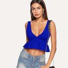 Shein V-neckline Ruffle Hem Top