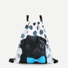 Shein Gog Print Polka Dot Drawstring Bag