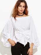 Shein Lantern Sleeve Top With Bow