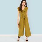 Shein Tiered Layer Ruffle Belted Jumpsuits