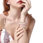Shein Faux Pearl & Gemstone Bracelet Set 4pcs