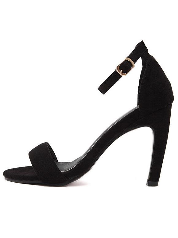 Shein Black Peep Toe Ankle Strap Pumps