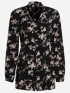 Shein Floral Print V Neck Lace Up Romper