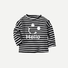Shein Toddler Boys Smile Print Striped Tee