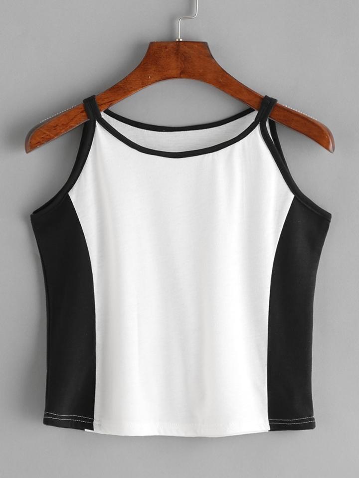 Shein Color Block Crop Cami Top