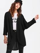 Shein Curved Dip Hem Dolman Coat