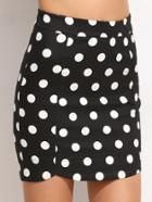 Shein Black Polka Dot Print Bodycon Skirt