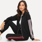 Shein Stripe Contrast Drop Shoulder Jacket