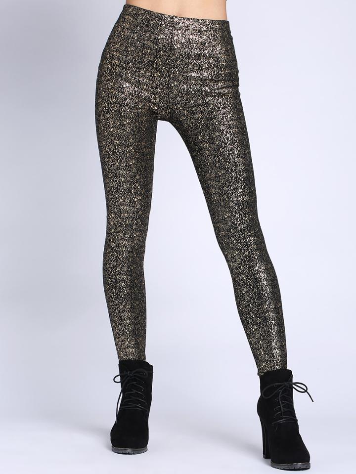 Shein Gold Black Skinny Leggings