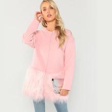 Shein Faux Fur Contrast Button Coat