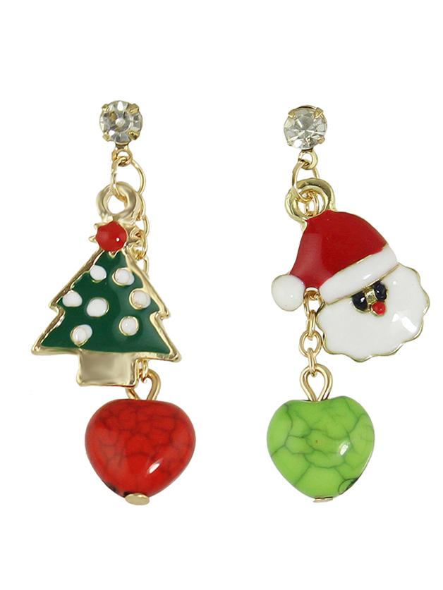 Shein Colorful Enamel Snowman Tree Shape Drop Earrings