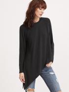 Shein Black Raglan Sleeve Asymmetric T-shirt