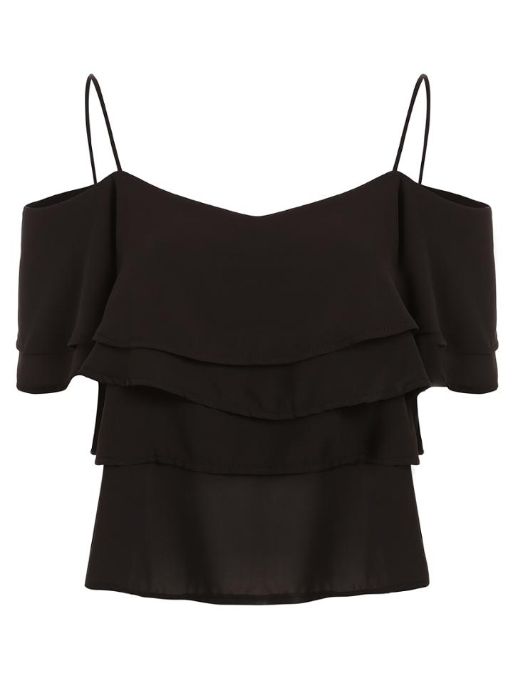 Shein Cold Shoulder Layered Chiffon Top
