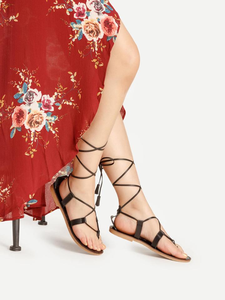 Shein Criss Cross Lace Up Flat Sandals