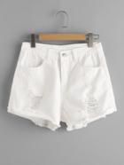 Shein 5 Pocket Ripped Denim Shorts