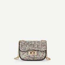 Shein Girls Piping Detail Glitter Chain Bag