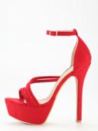 Shein Red Satin Strap Platform High Heel Sandals