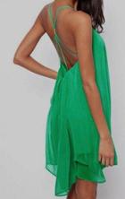 Shein Green Spaghetti Strap Backless Chiffon Dress