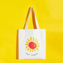 Shein Sun Print Canvas Tote Bag