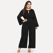 Shein Plus Knot Front Solid Jumpsuit