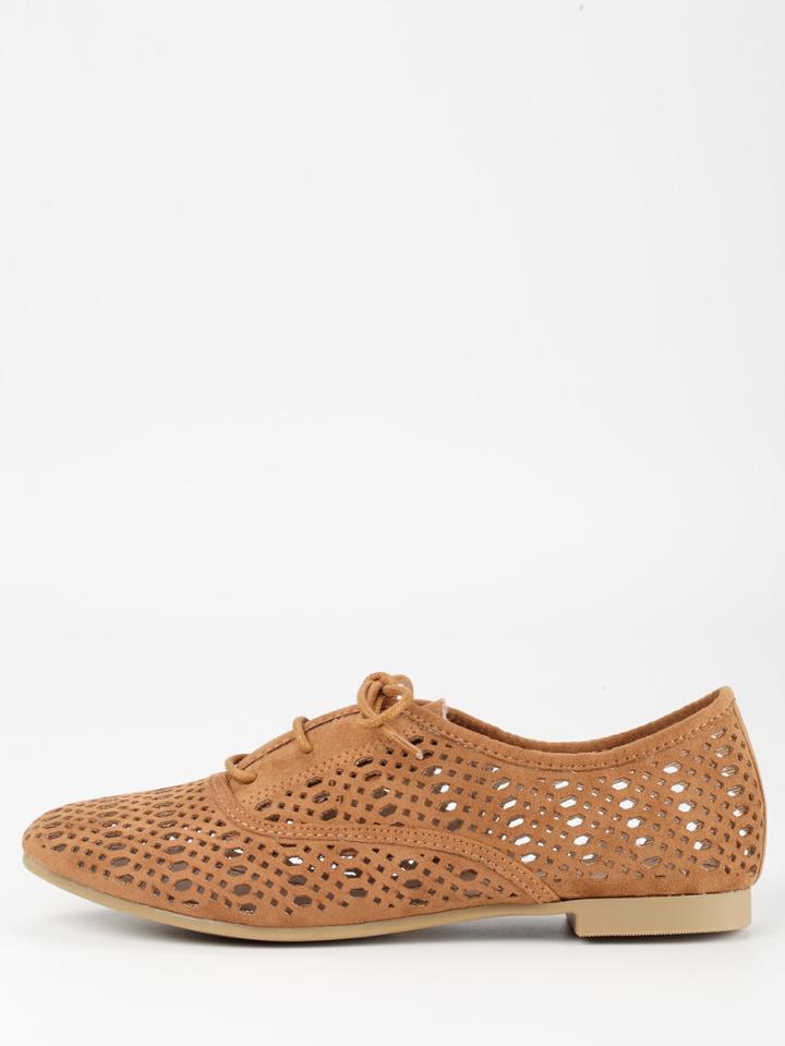 Shein Laser-cut Oxford Flats - Brown