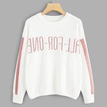 Shein Stripe And Letter Print Sweater
