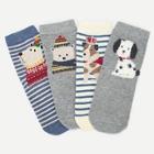 Shein Toddler Kids Cartoon Striped Socks 4pairs