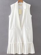 Shein White Single Button Pleated Hem Vest