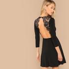 Shein Lace Contrast Backless Dress