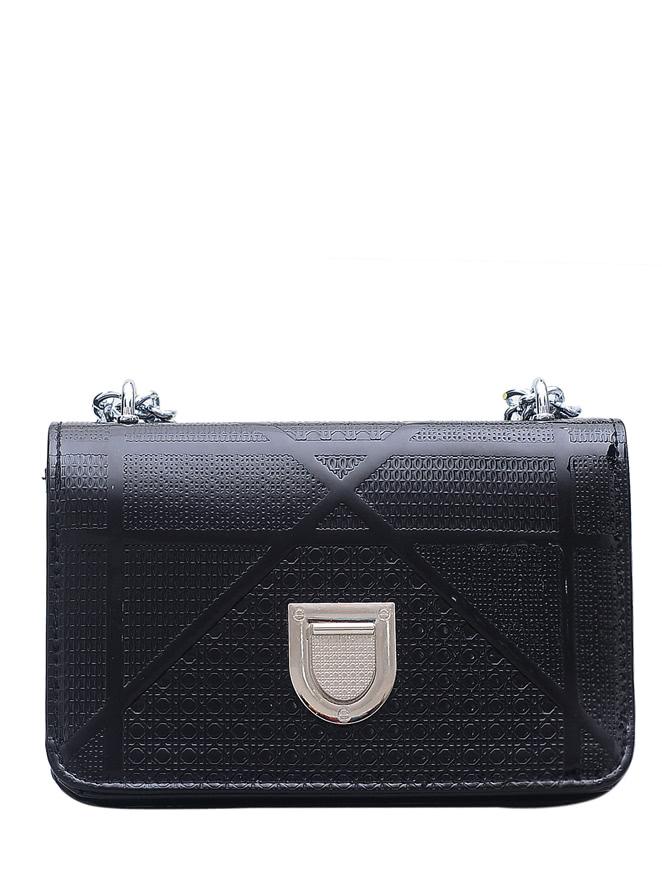 Shein Embossed Textured Pushlock Chain Bag
