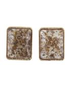 Shein White Amber Style Square Shape Small Statement Stud Earrings