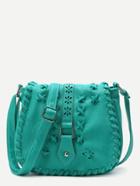 Shein Turquoise Criss Cross Detail Buckle Pu Saddle Bag