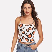 Shein Zip Back Leopard Cami Top