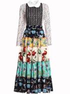 Shein Color Block Floral Flounce Splice Dress
