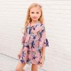 Shein Toddler Girls Tie Neck Floral Print Dress