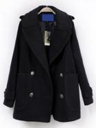 Shein Navy Lapel Double Breasted Coat