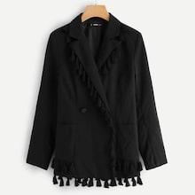 Shein Pocket Side Tassel Trim Blazer