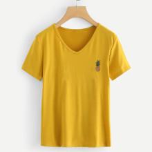 Shein V Neckline Pineapple Print Tee
