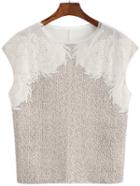 Shein Contrast Lace Apricot Tank Top