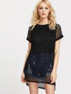 Shein Stepped Hem 2 In 1 Fishnet Top