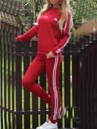 Shein Red Crew Neck Crown Sweatshirt With Pant