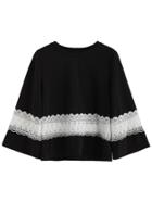Shein Black White Lace Contrast T-shirt
