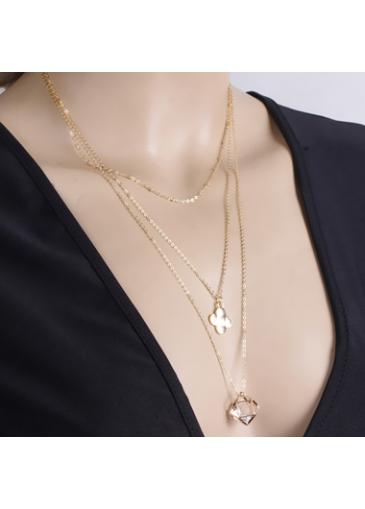 Rosewe Multi Layers Gold Metal Pendant Decorated Necklace