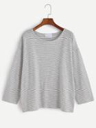 Shein Black Striped Drop Shoulder T-shirt