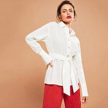 Shein Button Up Belted Shirt